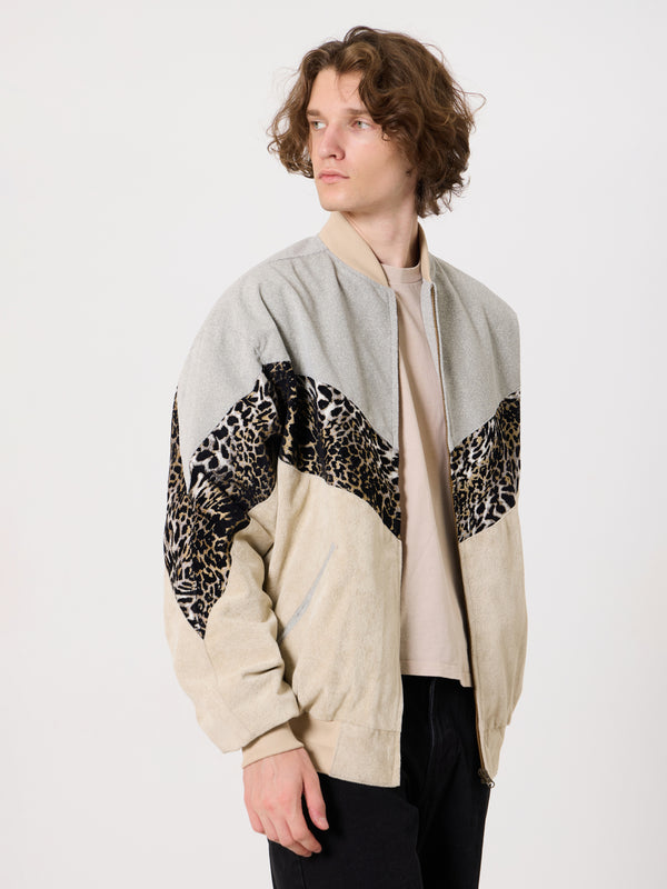 Bomber Light Grey & Ivory Vintage Jacket XXL