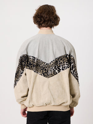 Bomber Light Grey & Ivory Vintage Jacket XXL