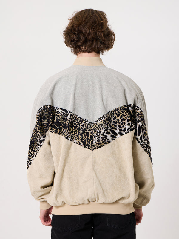 Bomber Light Grey & Ivory Vintage Jacket XXL