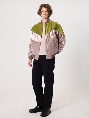 Bomber Oil Green & Lilac Vintage Jacket L