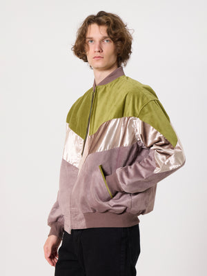Bomber Oil Green & Lilac Vintage Jacket L