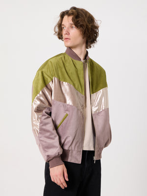 Bomber Oil Green & Lilac Vintage Jacket L
