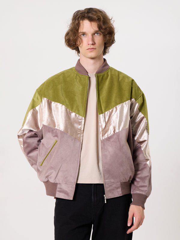Bomber Oil Green & Lilac Vintage Jacket L