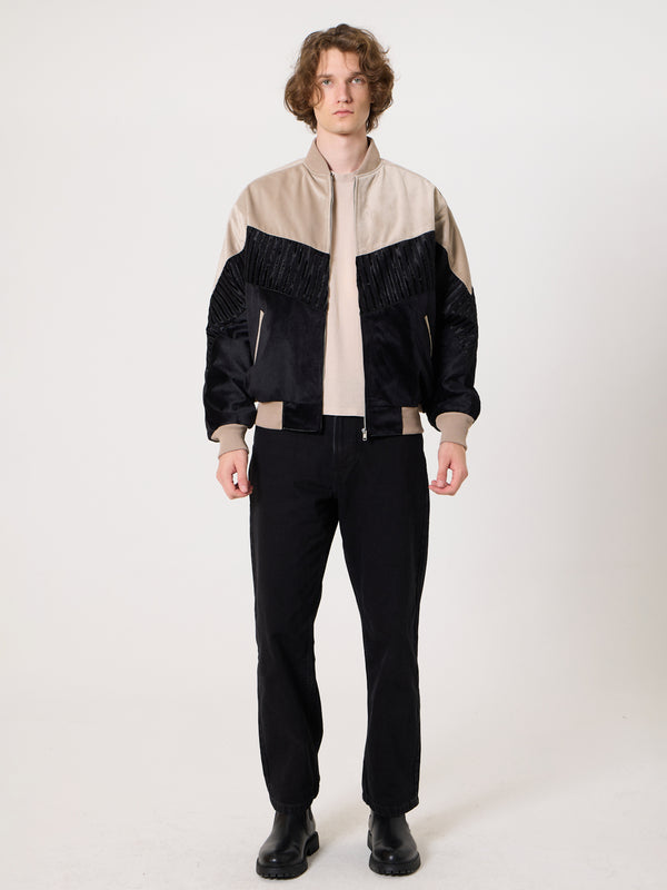 Bomber Ivory White & Black Vintage Jacket L