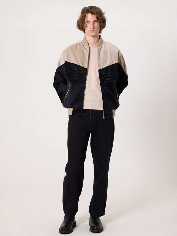 Bomber Ivory White & Black Vintage Jacket L