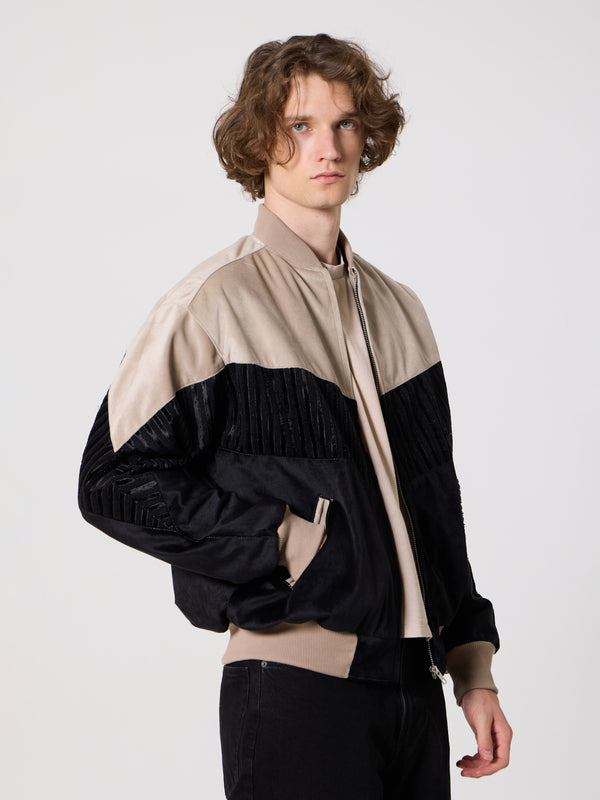 Bomber Ivory White & Black Vintage Jacket L