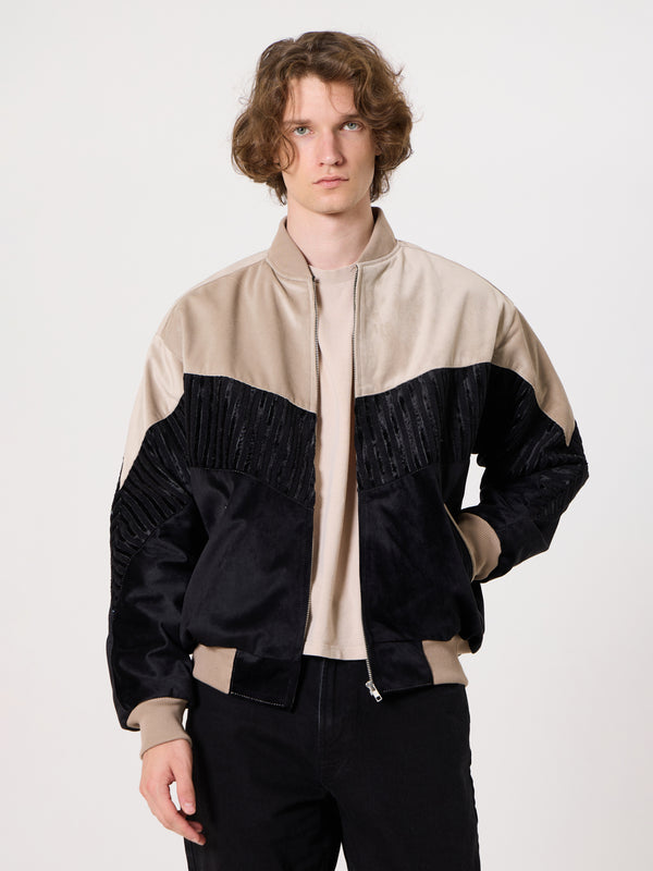 Bomber Ivory White & Black Vintage Jacket L