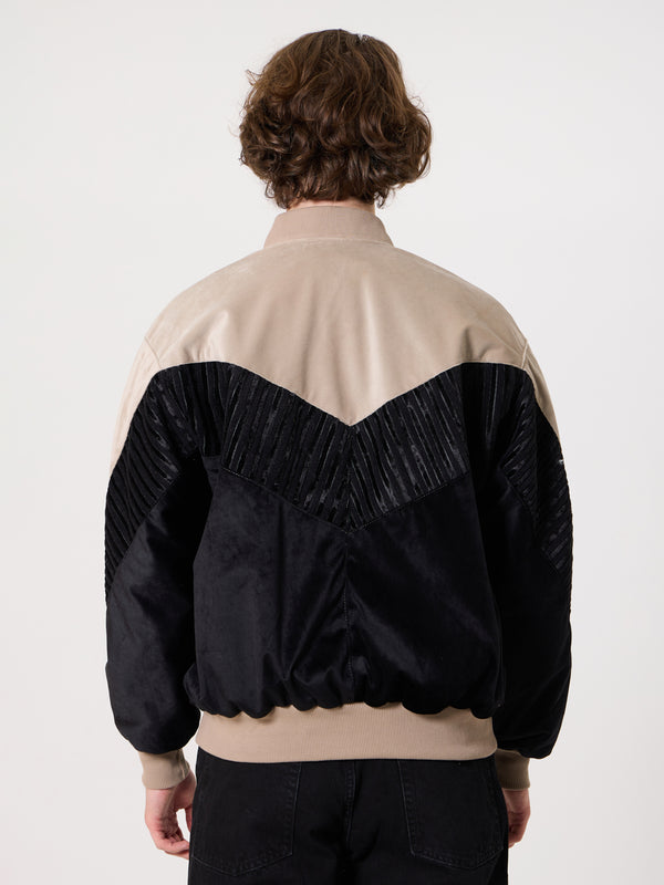 Bomber Ivory White & Black Vintage Jacket L