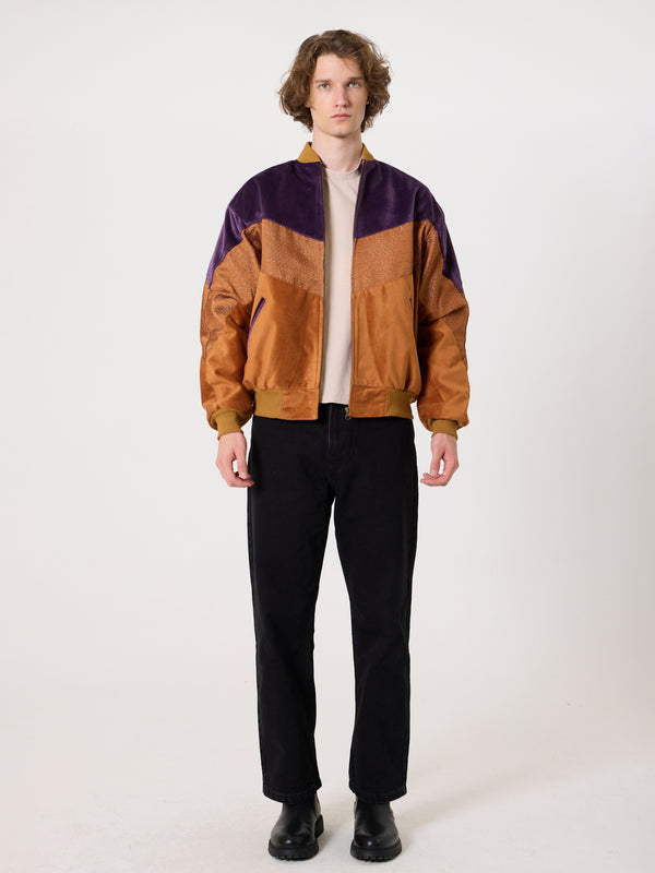 Bomber Plum & Camel Brown Vintage Jacket L