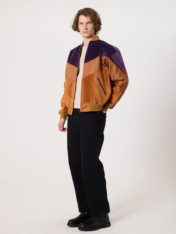 Bomber Plum & Camel Brown Vintage Jacket L