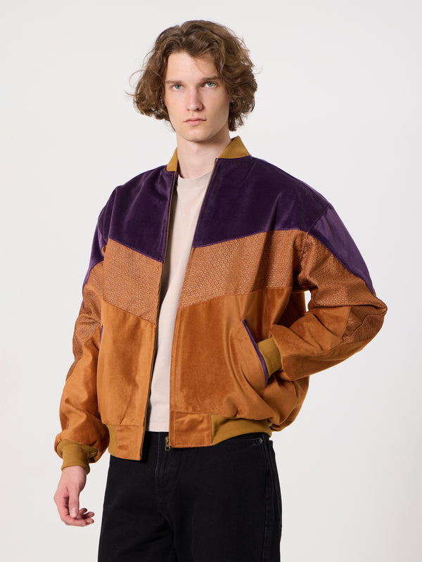 Bomber Plum & Camel Brown Vintage Jacket L