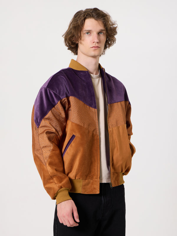 Bomber Plum & Camel Brown Vintage Jacket L