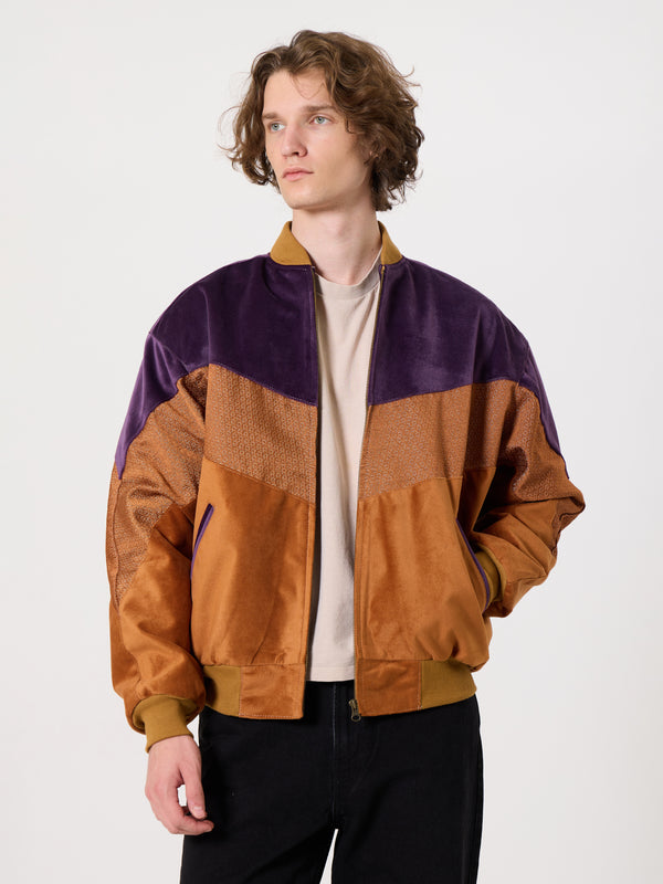 Bomber Plum & Camel Brown Vintage Jacket L