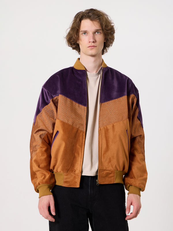 Bomber Plum & Camel Brown Vintage Jacket L