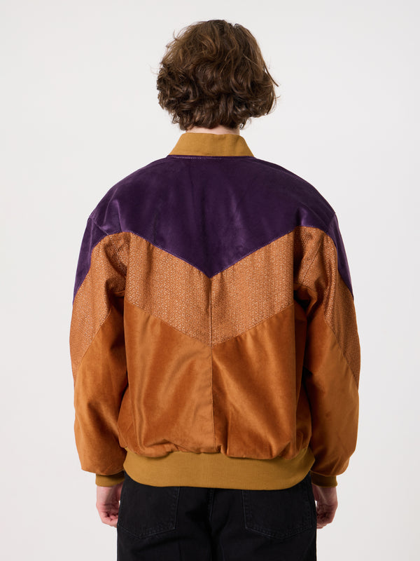 Bomber Plum & Camel Brown Vintage Jacket L