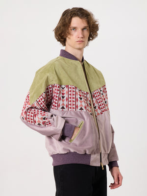 Bomber Light Green & Lilac Vintage Jacket L