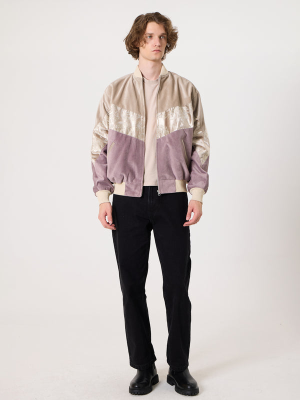 Bomber Ivory Cream & Lilac Vintage Jacket L