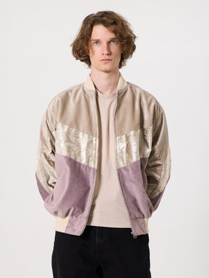 Bomber Ivory Cream & Lilac Vintage Jacket L