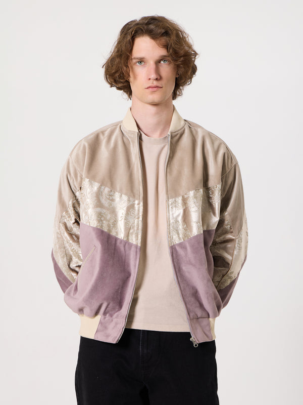 Bomber Ivory Cream & Lilac Vintage Jacket L