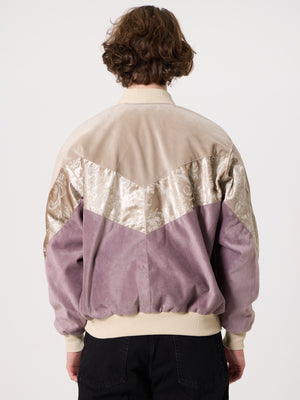 Bomber Ivory Cream & Lilac Vintage Jacket L