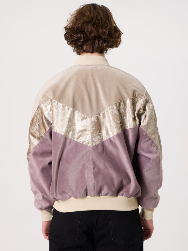Bomber Ivory Cream & Lilac Vintage Jacket L
