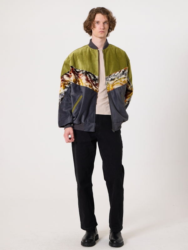 Bomber Oil Green & Dark Grey Vintage Jacket XXXL