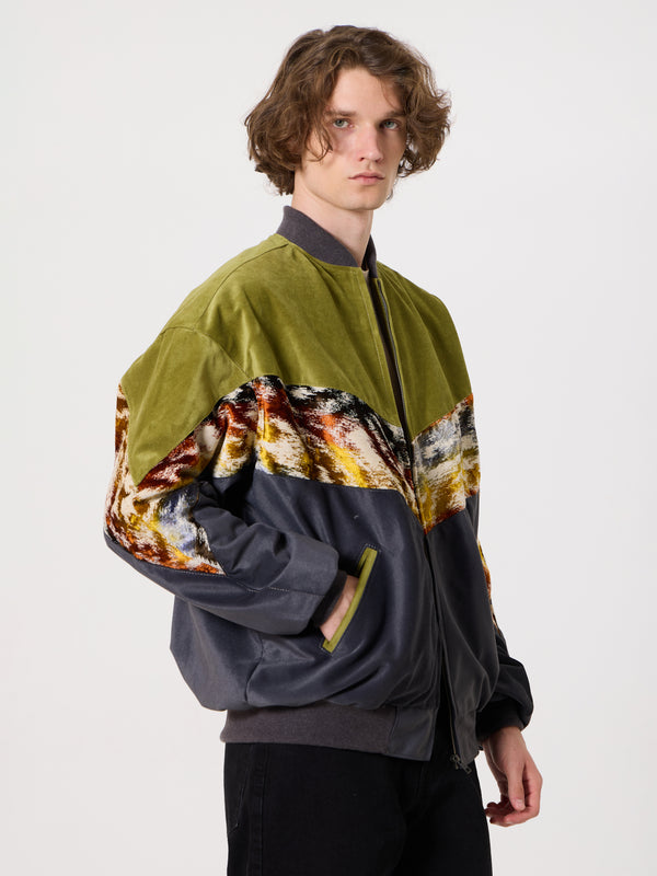 Bomber Oil Green & Dark Grey Vintage Jacket XXXL