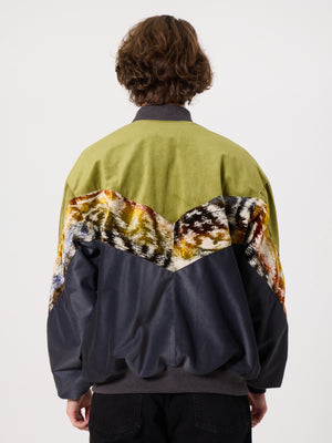 Bomber Oil Green & Dark Grey Vintage Jacket XXXL