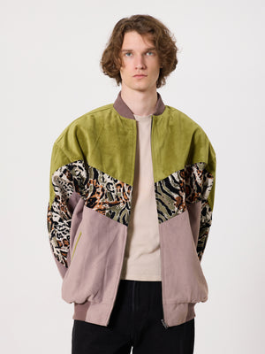 Bomber Oil Green & Soft Pink Vintage Jacket XXXL