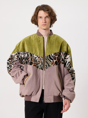 Bomber Oil Green & Soft Pink Vintage Jacket XXXL