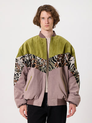 Bomber Oil Green & Soft Pink Vintage Jacket XXXL