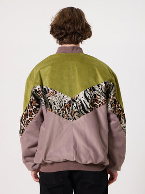 Bomber Oil Green & Soft Pink Vintage Jacket XXXL