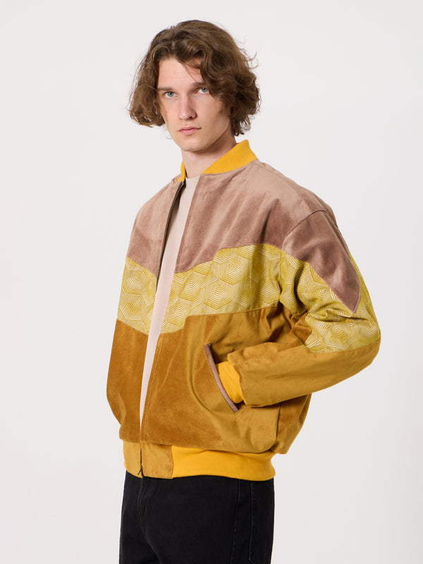 Bomber Soft Pink & Brown Vintage Jacket L