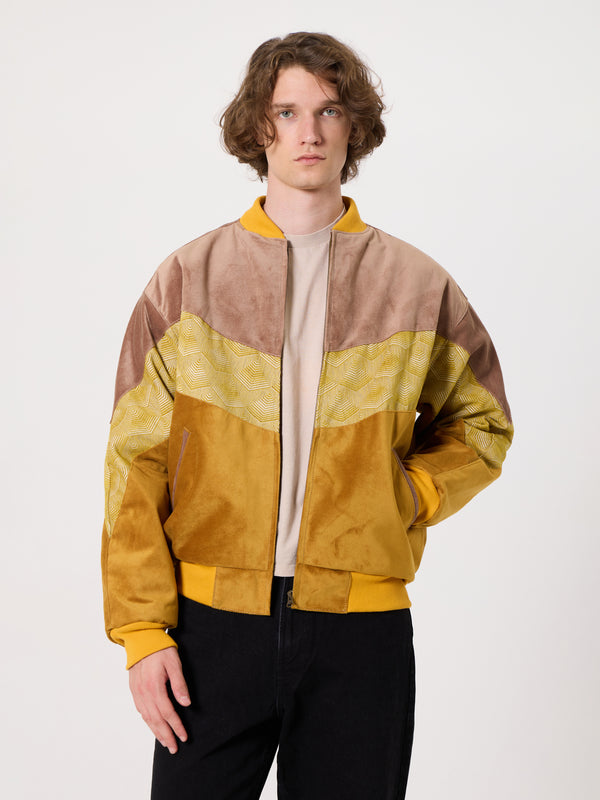 Bomber Soft Pink & Brown Vintage Jacket L