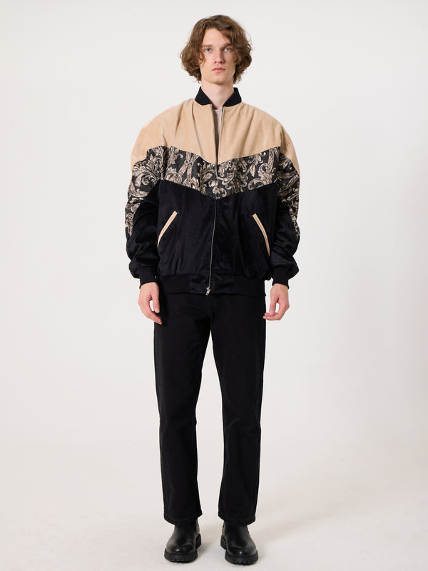 Bomber Cream & Black Vintage Jacket XXXL