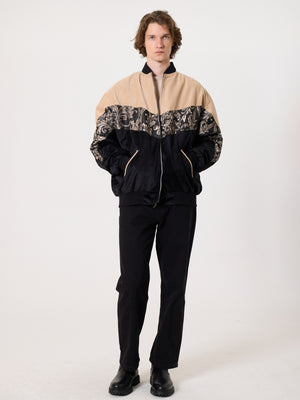 Bomber Cream & Black Vintage Jacket XXXL