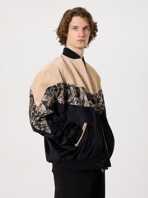 Bomber Cream & Black Vintage Jacket XXXL