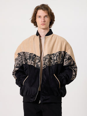 Bomber Cream & Black Vintage Jacket XXXL