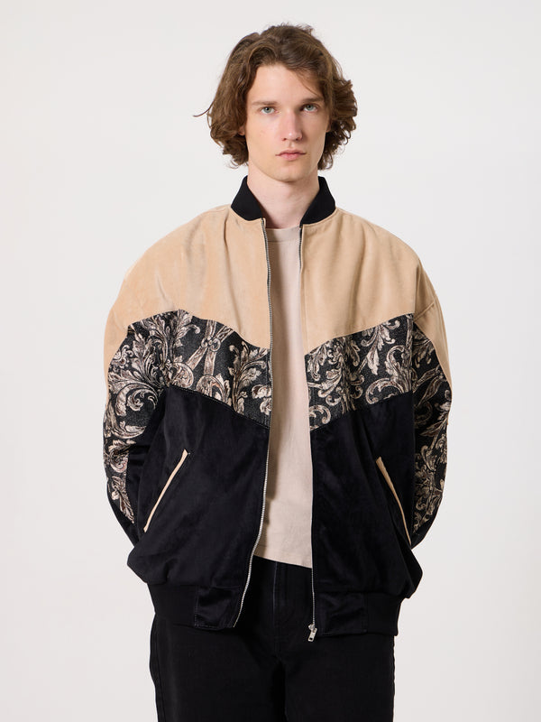 Bomber Cream & Black Vintage Jacket XXXL