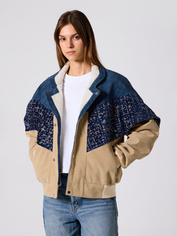 Inca Navy Blue & Cream Vintage Jacket L