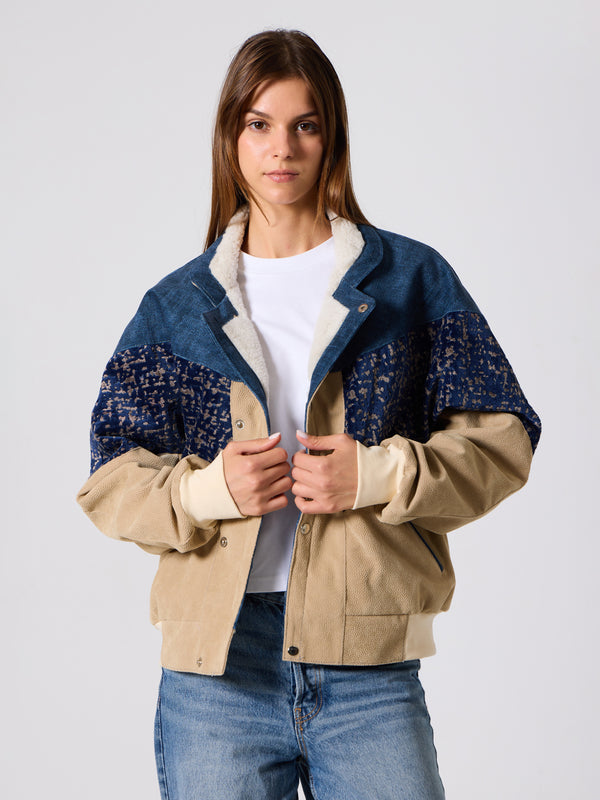 Inca Navy Blue & Cream Vintage Jacket L