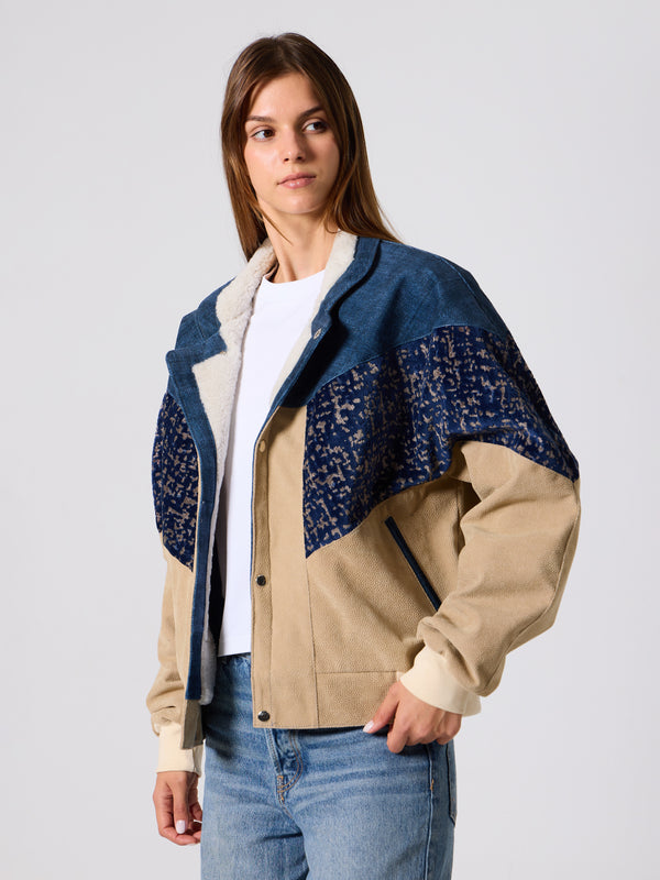 Inca Navy Blue & Cream Vintage Jacket L