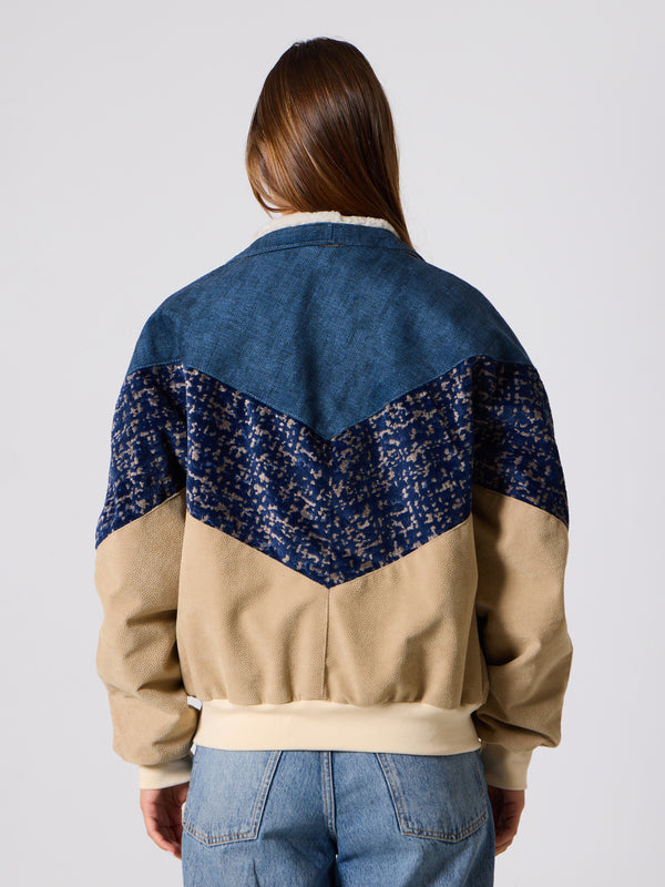 Inca Navy Blue & Cream Vintage Jacket L