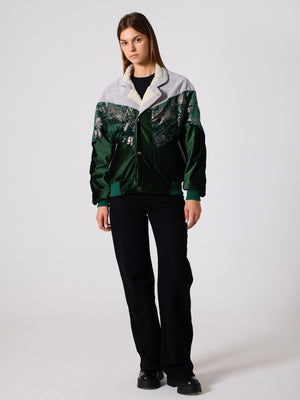 Inca Light Grey & Emerald Vintage Jacket L