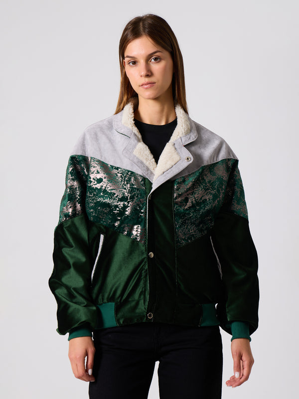 Inca Light Grey & Emerald Vintage Jacket L