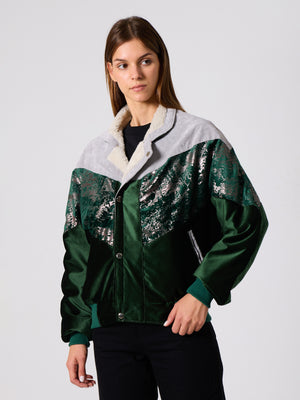 Inca Light Grey & Emerald Vintage Jacket L