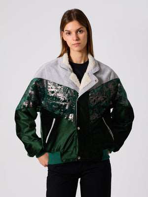 Inca Light Grey & Emerald Vintage Jacket L
