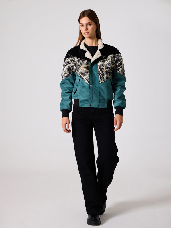 Inca Black & Cyan Vintage Jacket XS