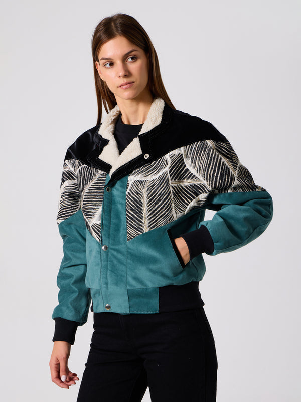 Inca Black & Cyan Vintage Jacket XS