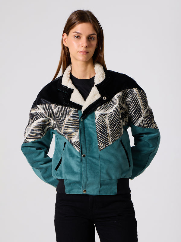 Inca Black & Cyan Vintage Jacket XS